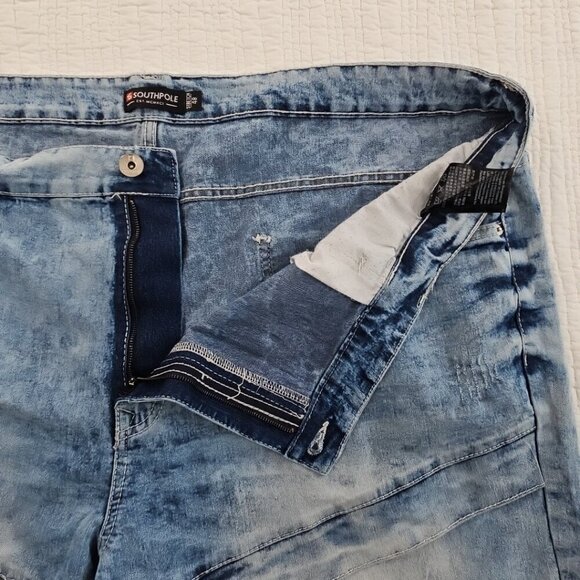 Southpole Jeans Men's 48 (50x33) Acid Wash Stretch Moto Distressed Y2K EUC - Picture 14 of 15